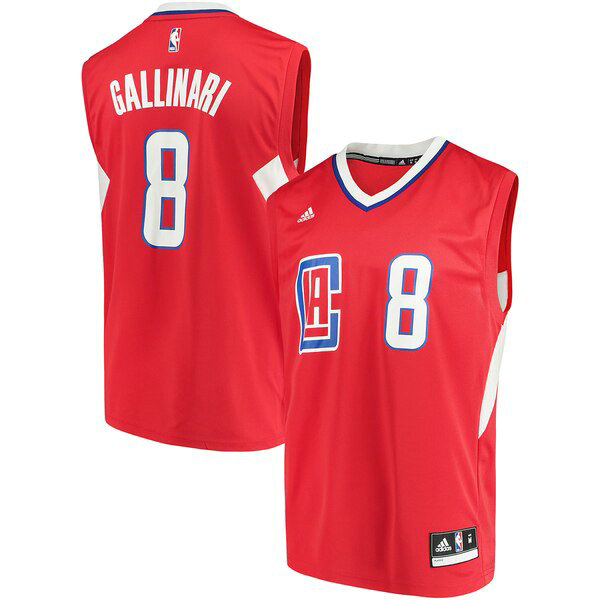 Maillot Los Angeles Clippers Homme Danilo Gallinari 8 adidas Road Réplique Rouge